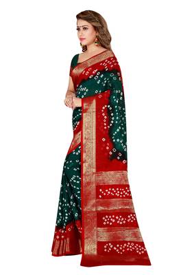 Multicolor hand woven art silk saree with blouse 3