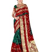 Multicolor hand woven art silk saree with blouse