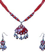 Royal Jaipuri Designer Red Pendant N Earrings Set