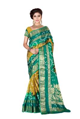 Multicolor hand woven art silk saree with blouse 1
