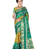 Multicolor hand woven art silk saree with blouse