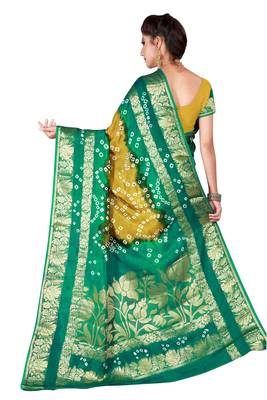 Multicolor hand woven art silk saree with blouse 2