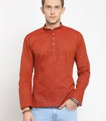 Brown plain cotton men-kurtas