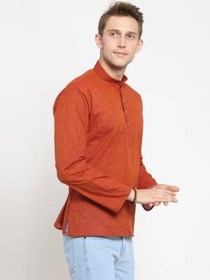 Brown plain cotton men-kurtas 2