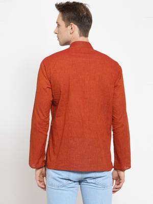 Brown plain cotton men-kurtas 3