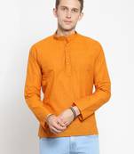 Orange plain cotton men-kurtas