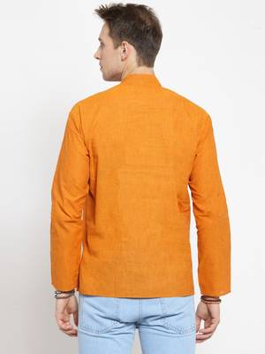Orange plain cotton men-kurtas 3