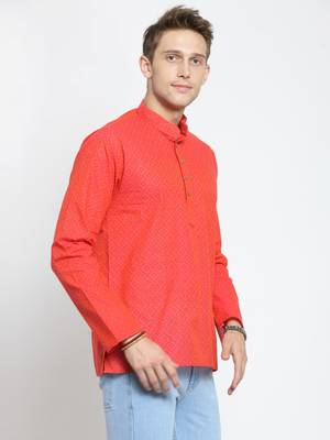 Red plain cotton men-kurtas 2