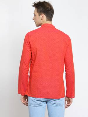 Red plain cotton men-kurtas 3