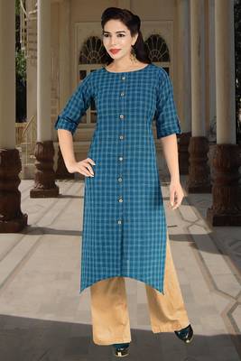Blue Printed Cotton Kurtis 1