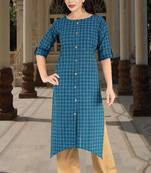Blue Printed Cotton Kurtis