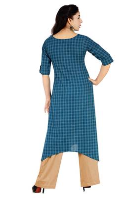 Blue Printed Cotton Kurtis 2