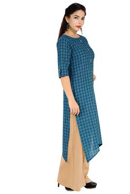 Blue Printed Cotton Kurtis 3