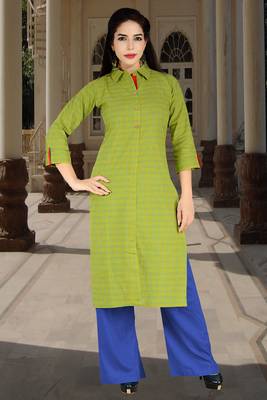 Green Printed Cotton Kurtis 1