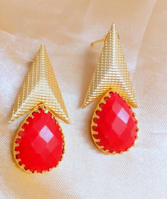 Red Agate Danglers Drops 1