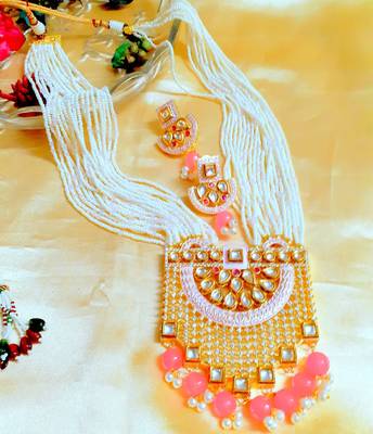 Wedding Exclusive Long Royal Pink Kundan Necklace Sets 1