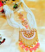 Wedding Exclusive Long Royal Pink Kundan Necklace Sets
