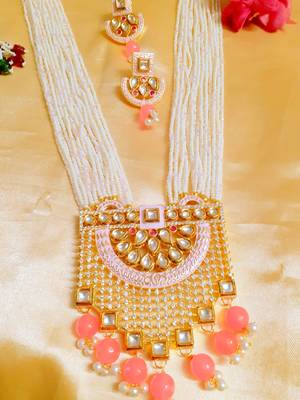 Wedding Exclusive Long Royal Pink Kundan Necklace Sets 3
