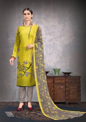Yellow floral print crepe salwar 1