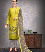 Yellow floral print crepe salwar