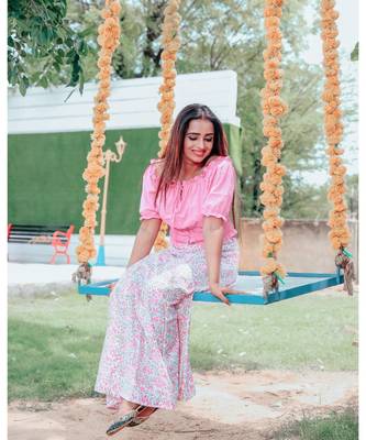 Flamingo Crop Top With Skirt Set 2