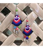 Women Traditional Silver Plated Oxidised Lightweight Multi-Color Embroidery Floral & Leaf Beads Hook Earrings Jewellery