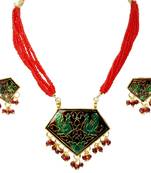 Exotic Peacock Design Meenakari Brass Necklace Set