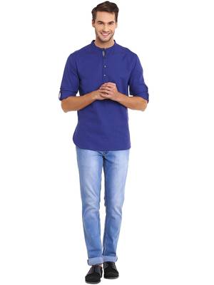 Yellow woven pure cotton men-kurtas 1