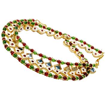 Meenakari Design Colourful Kundan Brass Payal Anklet 1