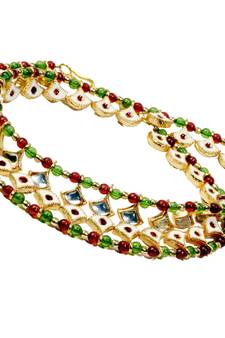 Meenakari Design Colourful Kundan Brass Payal Anklet
