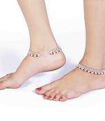 Red N White Beads Zircon Stone Fancy Brass Payal