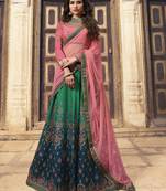 Green Heavy Zari Resham Embroidery Semi-Stitch Ethnic Lehenga