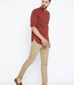 maroon woven cotton men kurtas