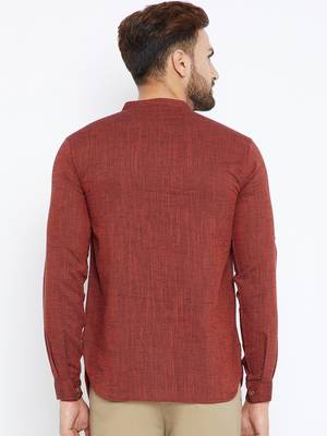maroon woven cotton men kurtas 4