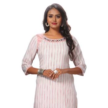 Women's Pink Striped Kurta and Sarara Rayon Stitched Sharara 4
