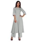 Women's grey rayon Stitched Suit
