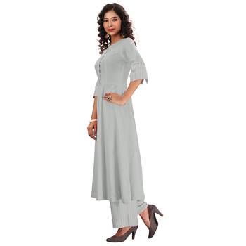 Women's grey rayon Stitched Suit 3