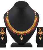 Attractive Gold Plated Multi Colour Choker Style Necklace Set For Women