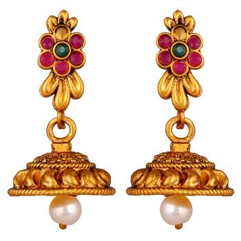 Ethnic Matinee Style Gold Plated Temple Necklace Set For Women 5