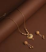 Asmitta Traditional 1 Gram Gold Plated Matinee Style Pendant Set For Women