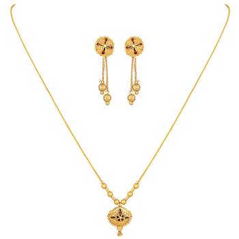 Asmitta Traditional 1 Gram Gold Plated Matinee Style Pendant Set For Women 2