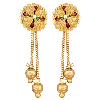 Asmitta Traditional 1 Gram Gold Plated Matinee Style Pendant Set For Women 4