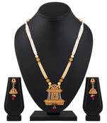 Attractive Gold Plated Pearls Beaded Necklace Set For Women