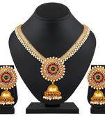 Alluring Gold Plated Pearls Studded Necklace Set For Women