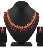 Traditional Choker Style Gold Plated Necklace Set For Women