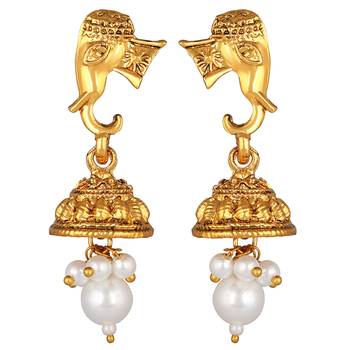 Traditional Gold Plated Elephant Design Choker Style Necklace Set For Women 5