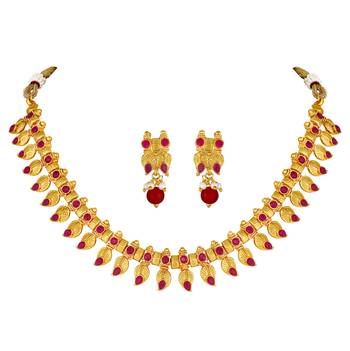 Wedding Traditional Gold Plated Choker Necklace Set For Women 1