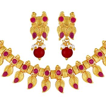 Wedding Traditional Gold Plated Choker Necklace Set For Women 2