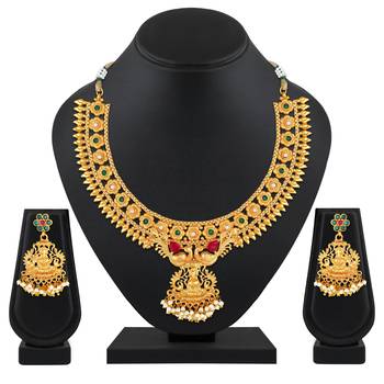 Peacock Inspired Gold Plated Necklace set for women 1