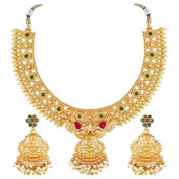Peacock Inspired Gold Plated Necklace set for women 2